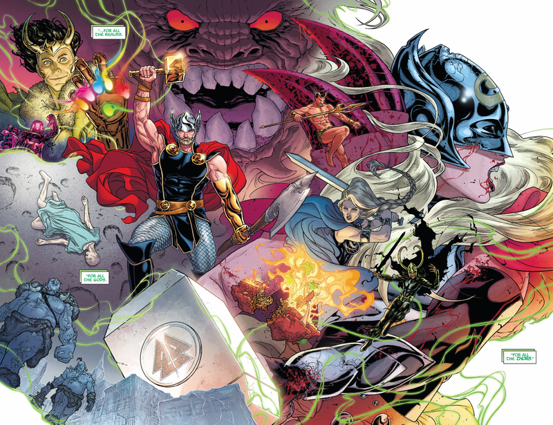 Illustration for article titled The Mighty Thor #700 Paints a Bold Future for All of Marvel's Different Thunder Gods
